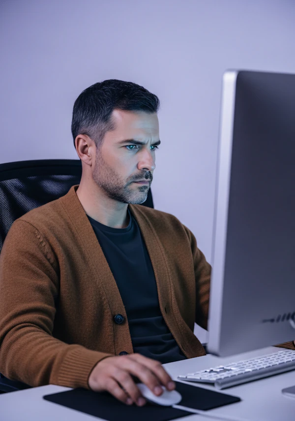 Focused Man at Desk