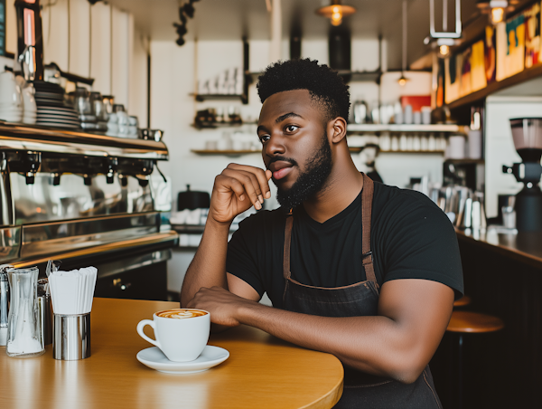 Thoughtful Barista in Coffee Shop