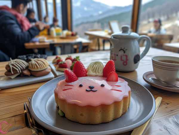 Cozy Café with Animal Face Dessert