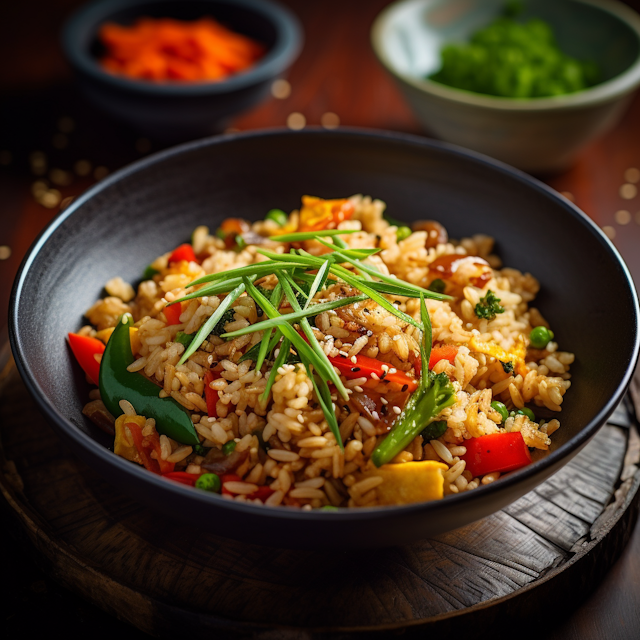 Savory Stir-Fried Rice with Vegetables in a Matte Bowl