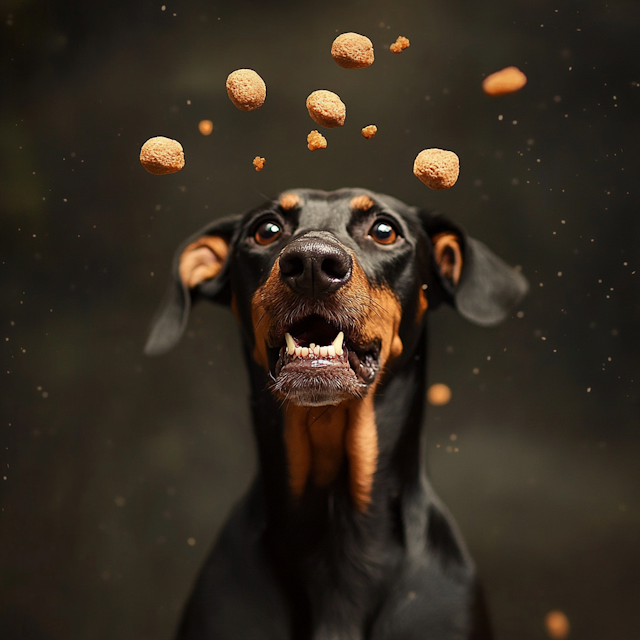 Doberman with Floating Treats