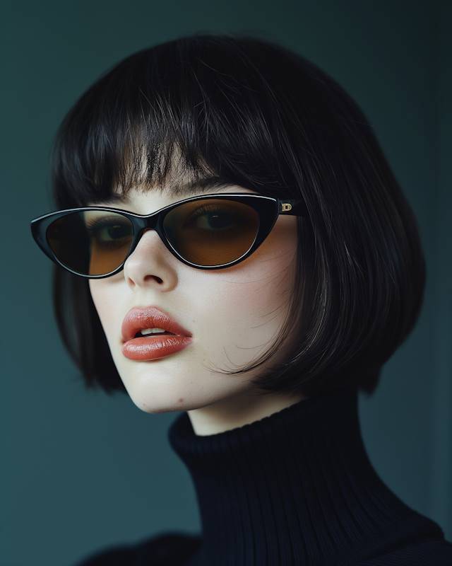 Close-Up Portrait of Woman with Cat-Eye Sunglasses