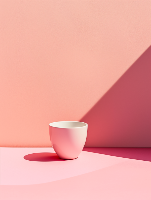 Minimalist White Cup on Pink Background