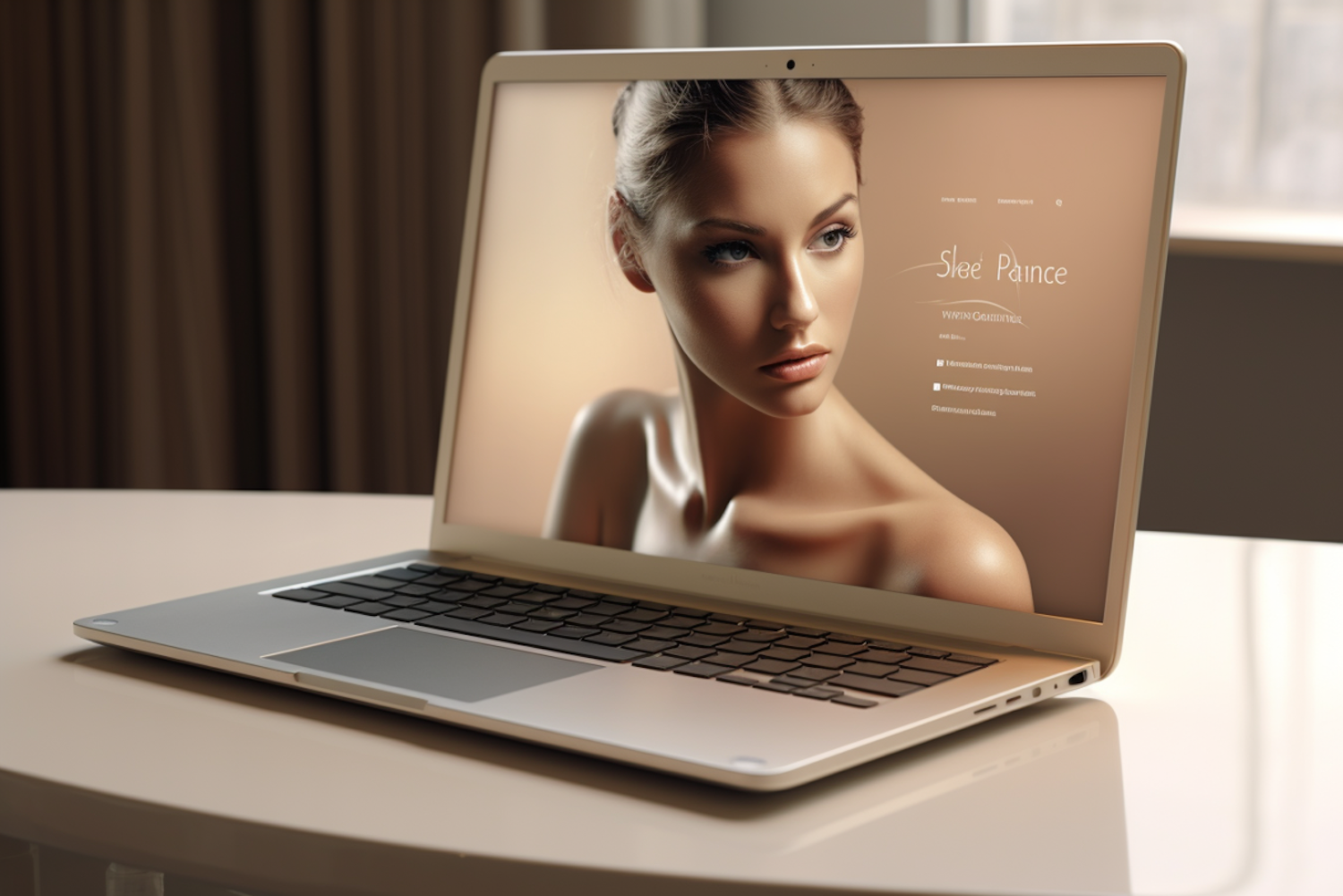 Elegant Beauty Ad Displayed on Sleek Laptop