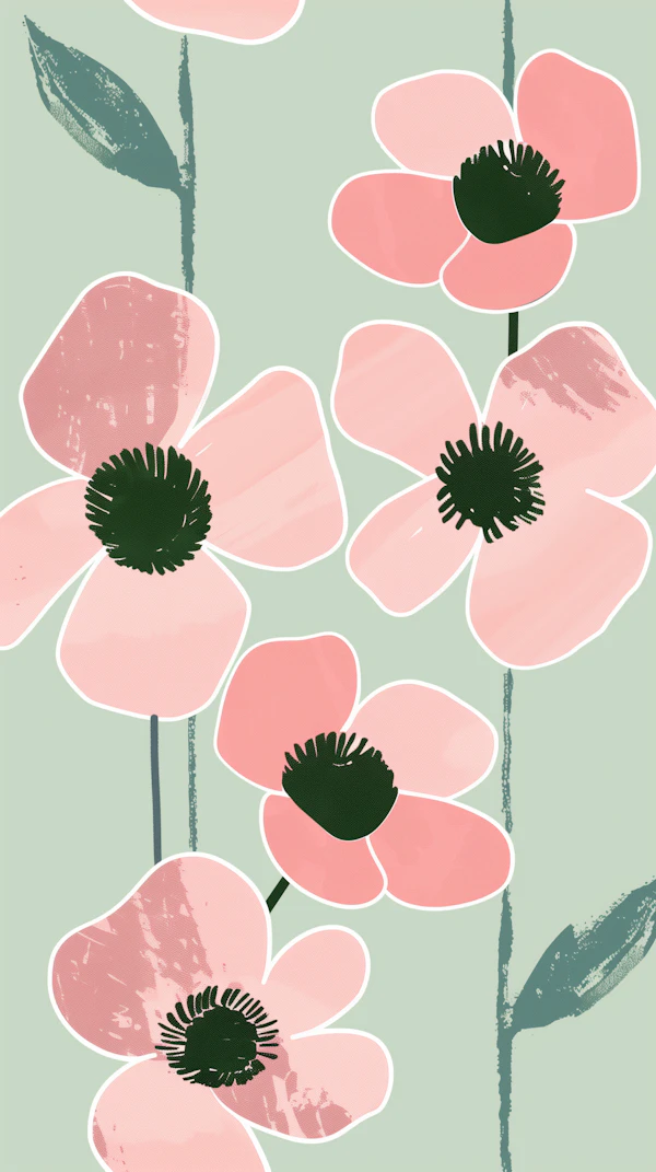Stylized Pink Flowers