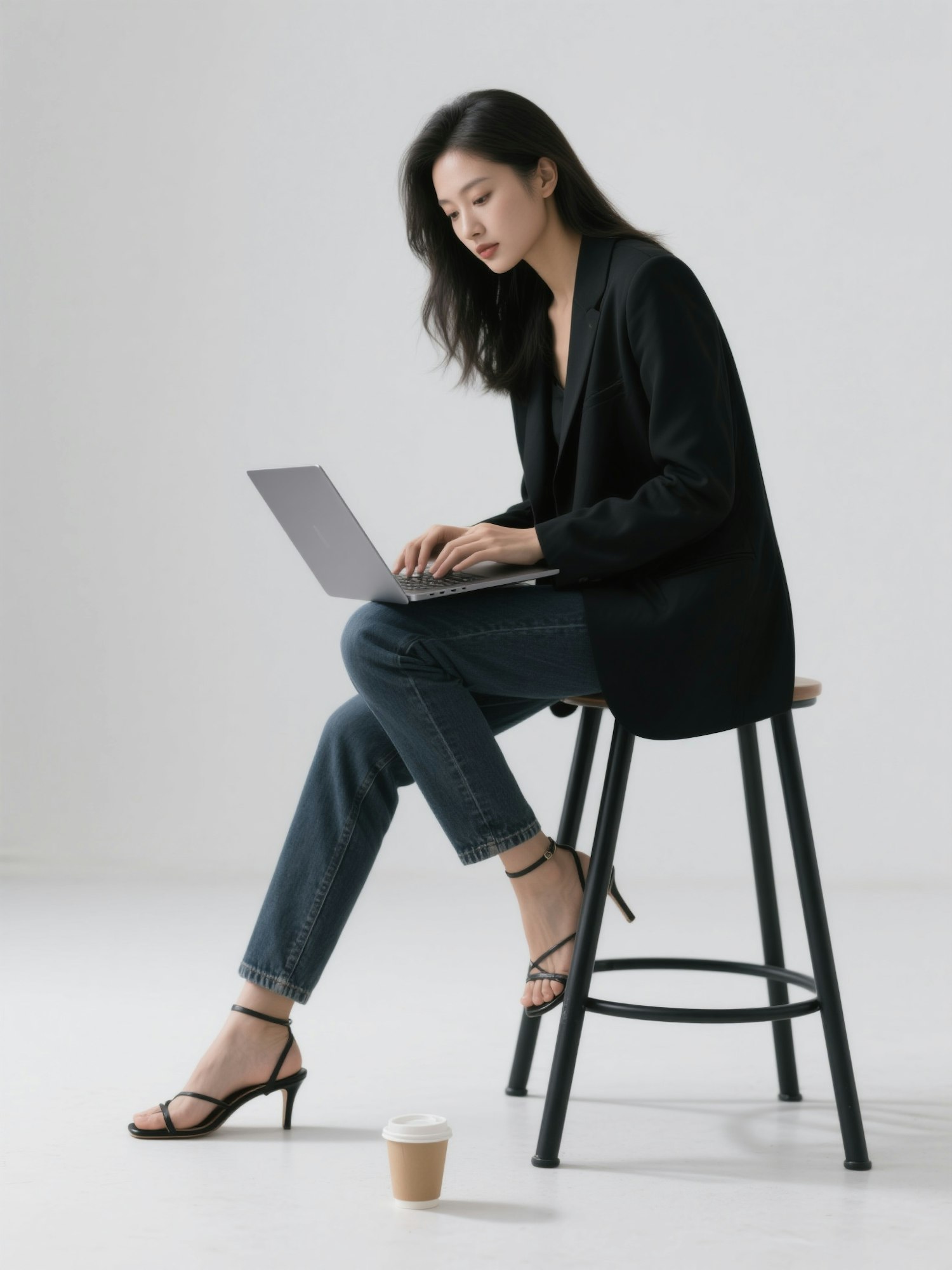 Woman Typing on Laptop