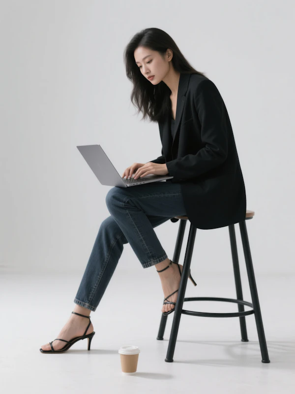 Woman Typing on Laptop