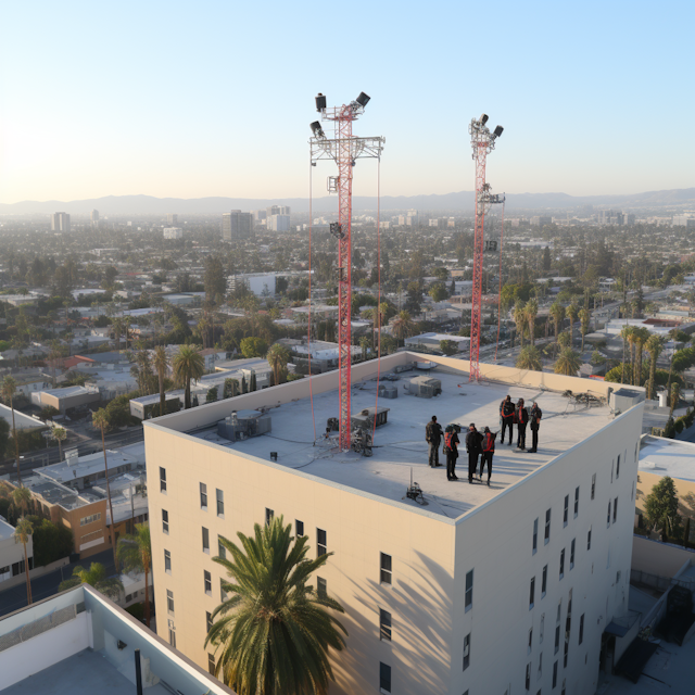 Urban Rooftop Gathering at Golden Hour