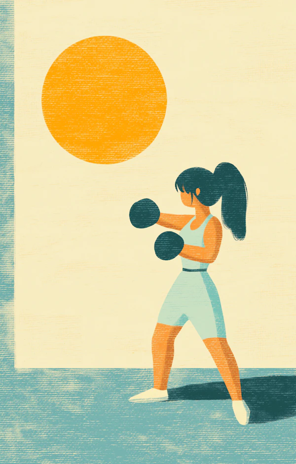 Woman Boxing Illustration