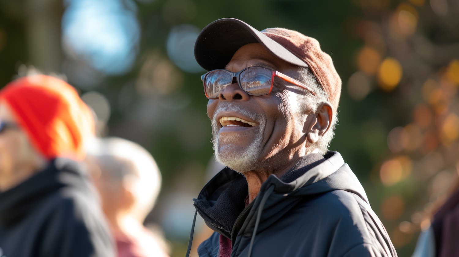 Joyful Elderly African American Man Outdoors