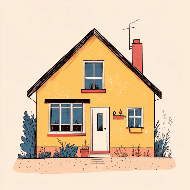 Quaint Yellow House Illustration