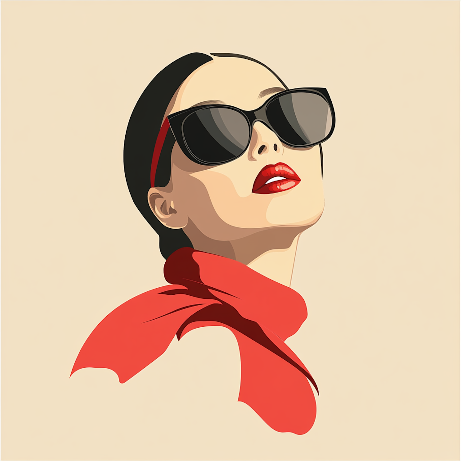 Stylized Woman in Red and Black