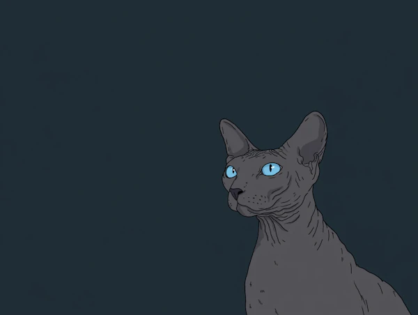 Stylized Grey Sphynx Cat Art