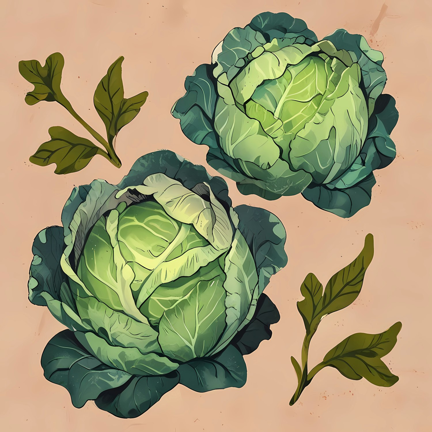 Stylized Cabbages Illustration