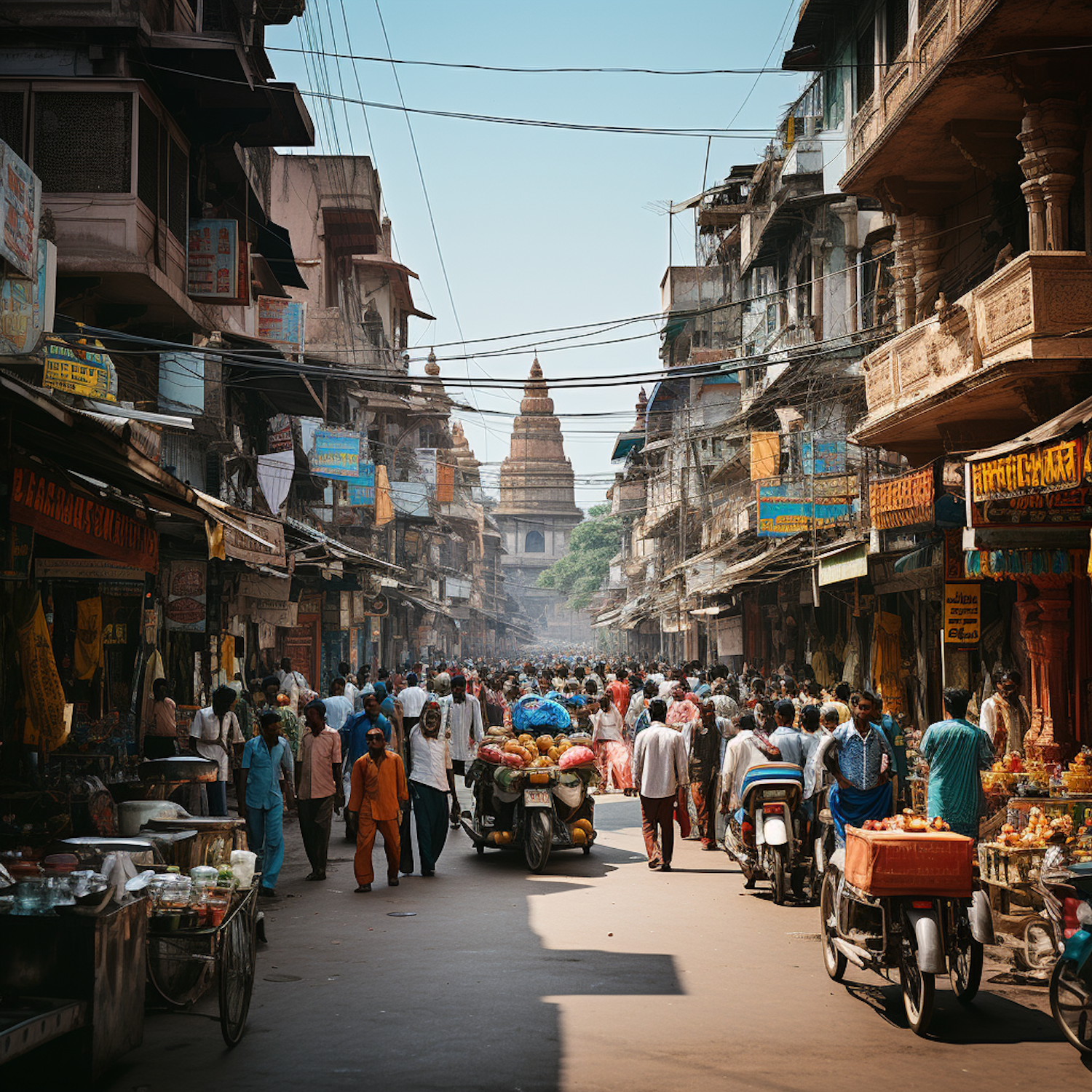 Bustling South Asian Market Street