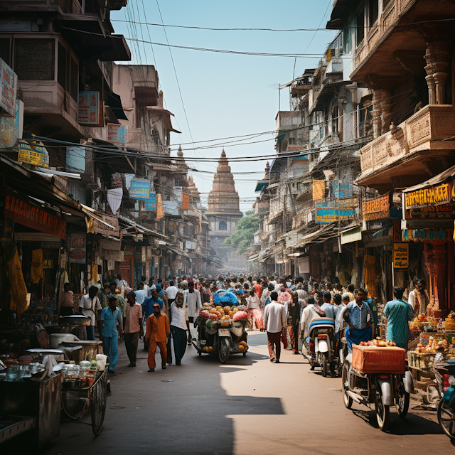 Bustling South Asian Market Street