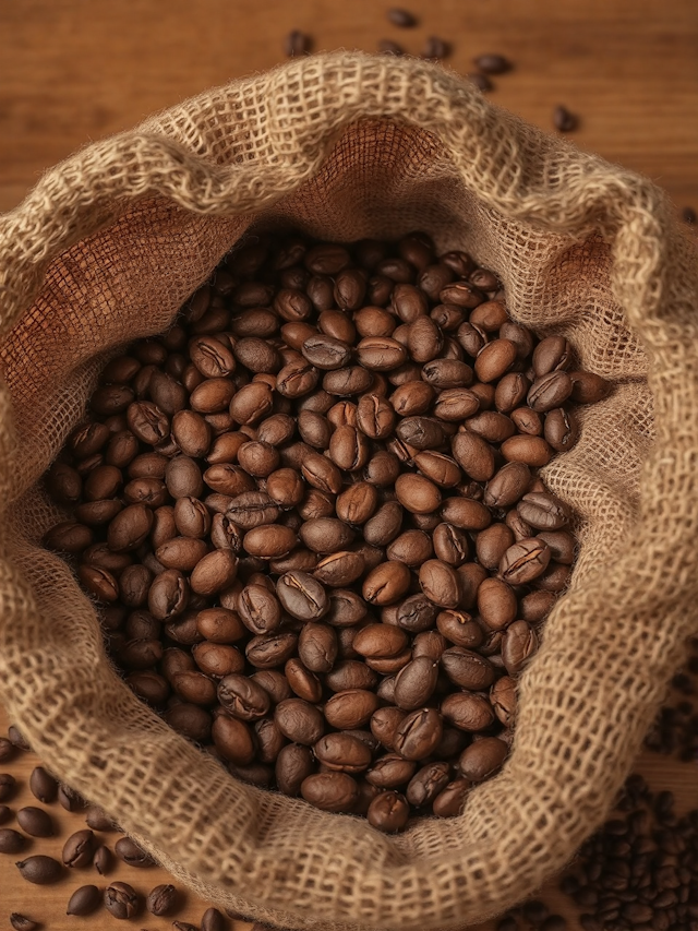 Burlap Sack of Coffee Beans