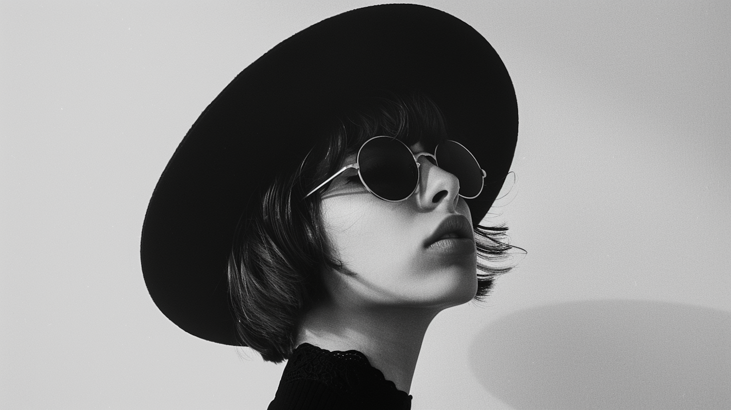 Elegant Side Profile Portrait in Monochrome