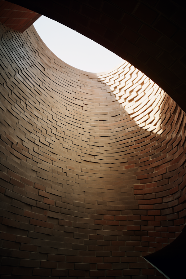 Geometric Brick Cylindrical Architecture