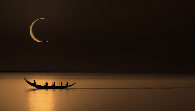 Serene Moonlit Boat Ride