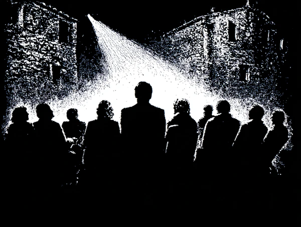 Silhouetted Figures Scene