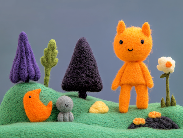 Whimsical Felted Wool Scene