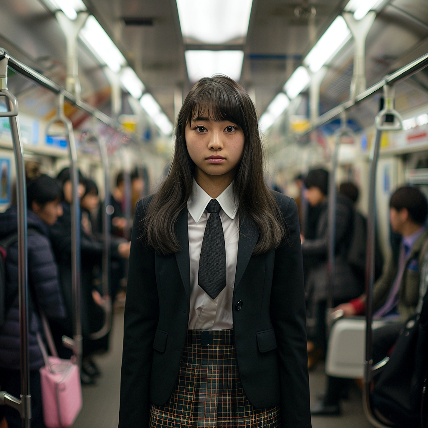 Portrait of a Young Asian Girl in Subway