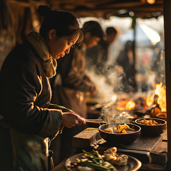 Serene Culinary Focus in Amber Glow