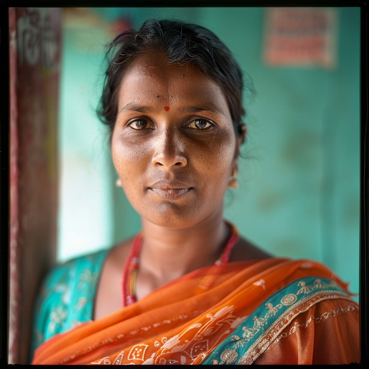 Poised Woman in Traditional Sari