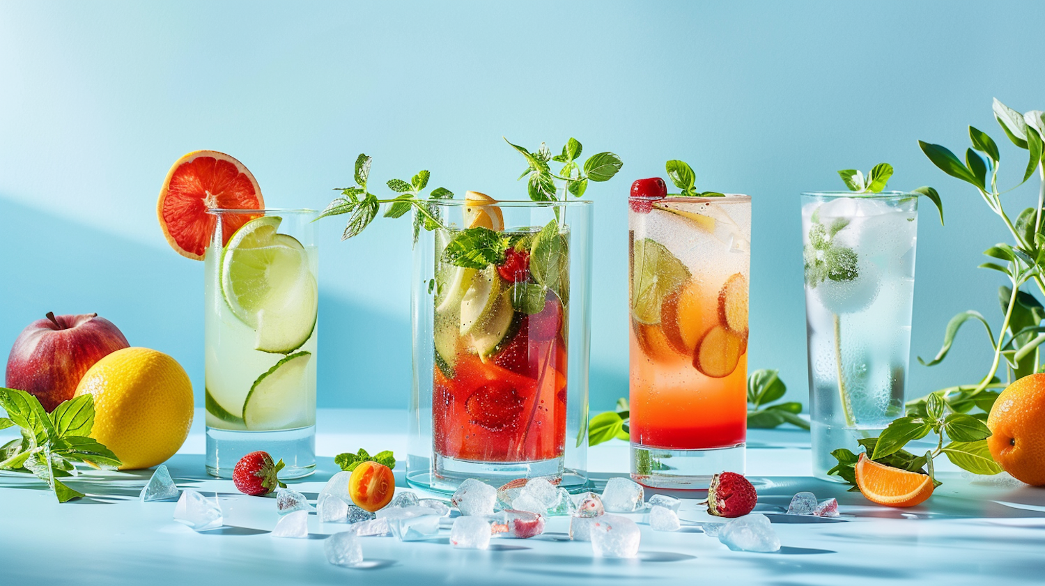 Colorful Assortment of Refreshing Fruit Drinks