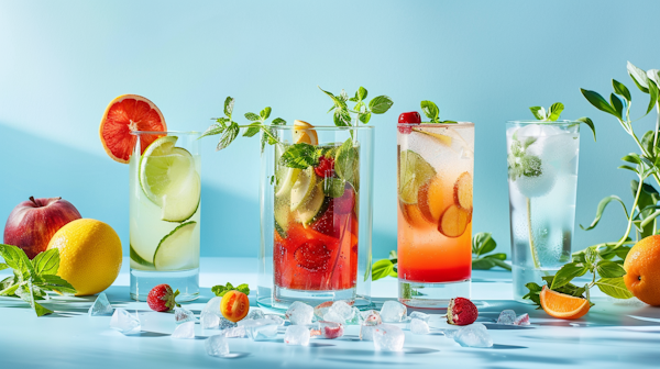 Colorful Assortment of Refreshing Fruit Drinks