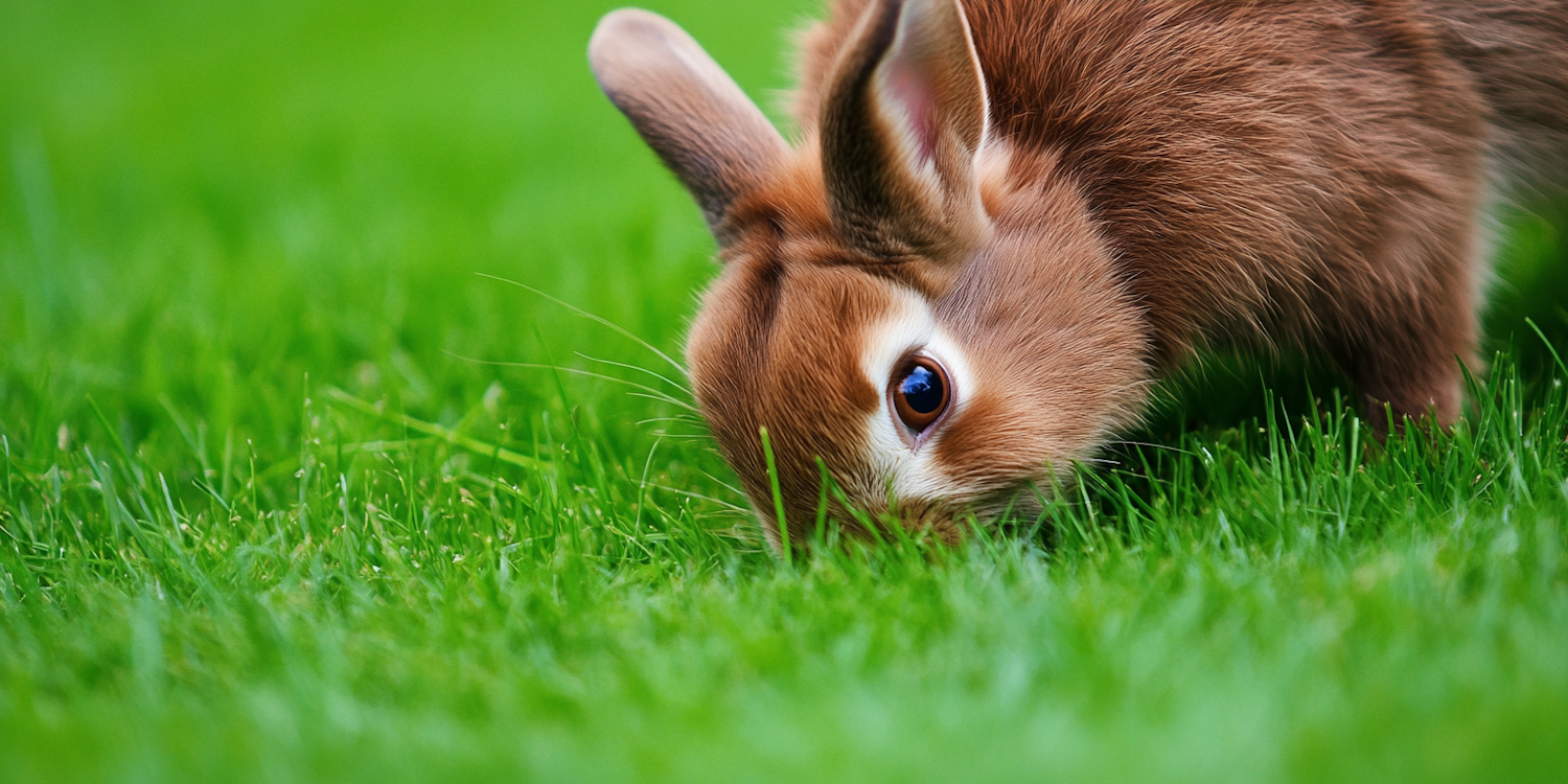 Curious Brown Rabbit in Green Grass