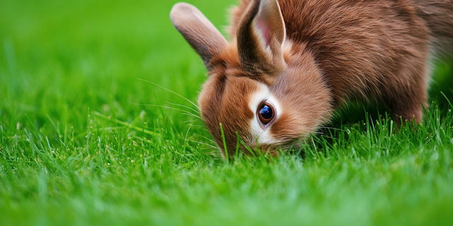 Curious Brown Rabbit in Green Grass