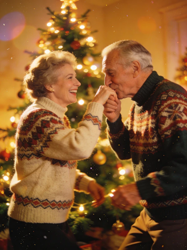 Festive Elderly Couple