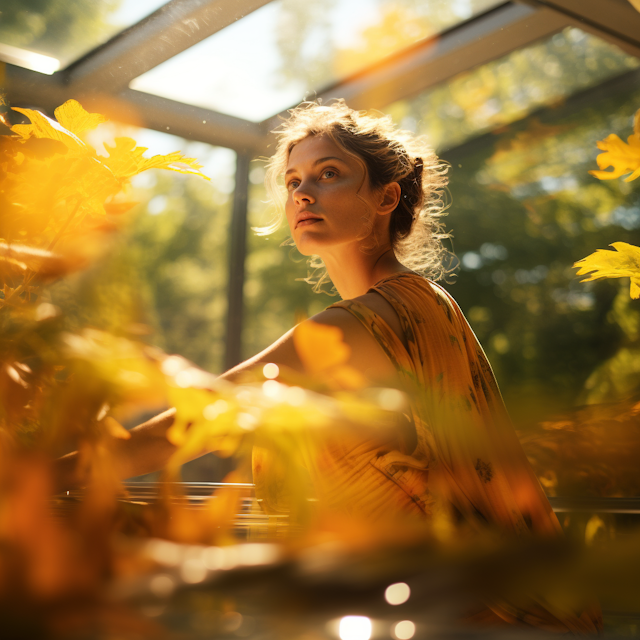 Woman in Sunlit Leaves