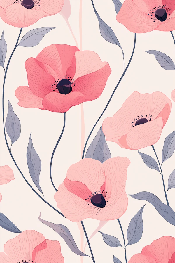Stylized Pink Poppies