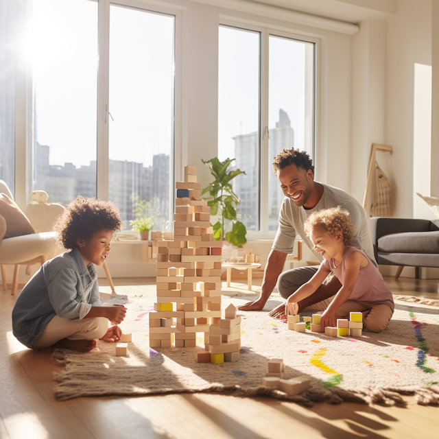 Family Playtime in Sunlit Room