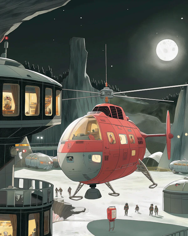 Futuristic Moonlit Exploration