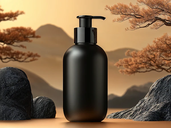 Sleek Black Bottle in Natural Setting