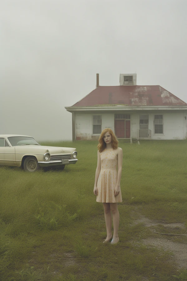 Serene and Nostalgic Scene with Young Woman