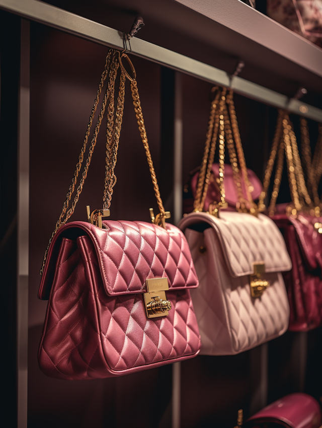 Luxury Pink Quilted Handbag Showcase