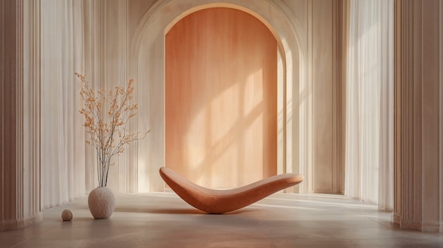 Minimalist Interior with Curved Lounge Chair