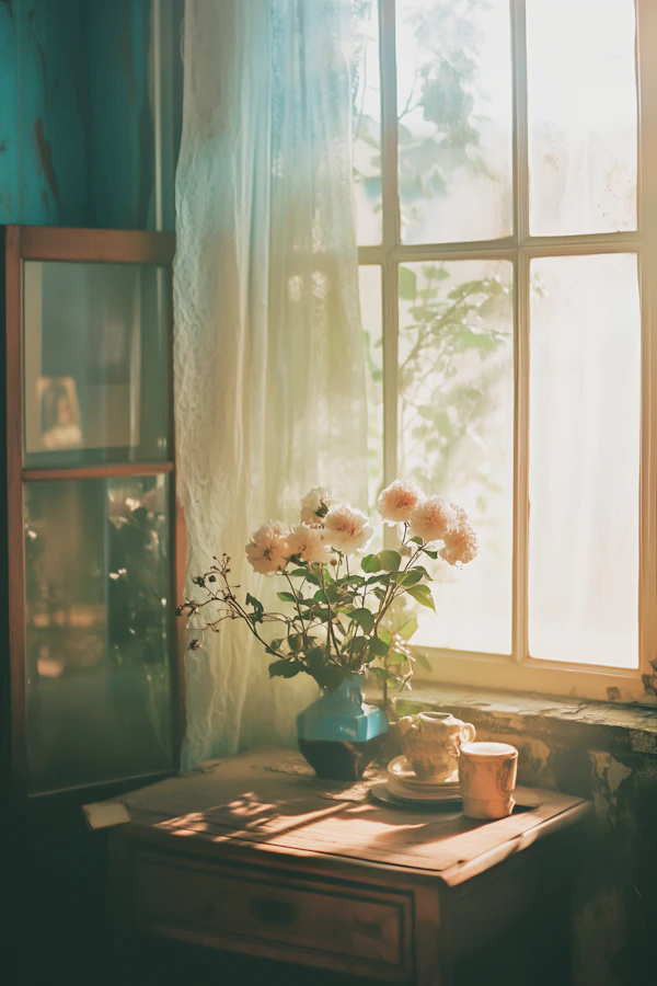Serene Interior with Flowers