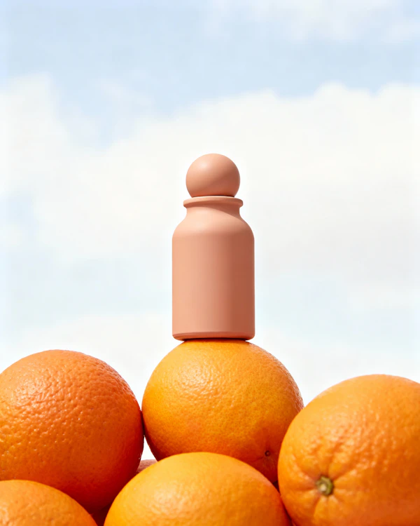 Peach Bottle on Oranges