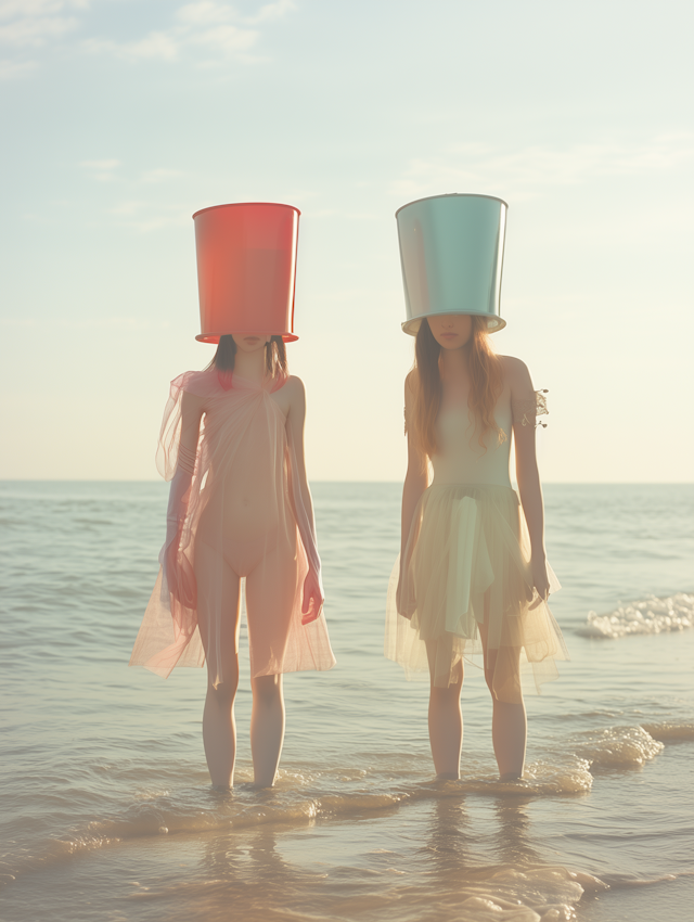 Beach Scene with Bucket Hats