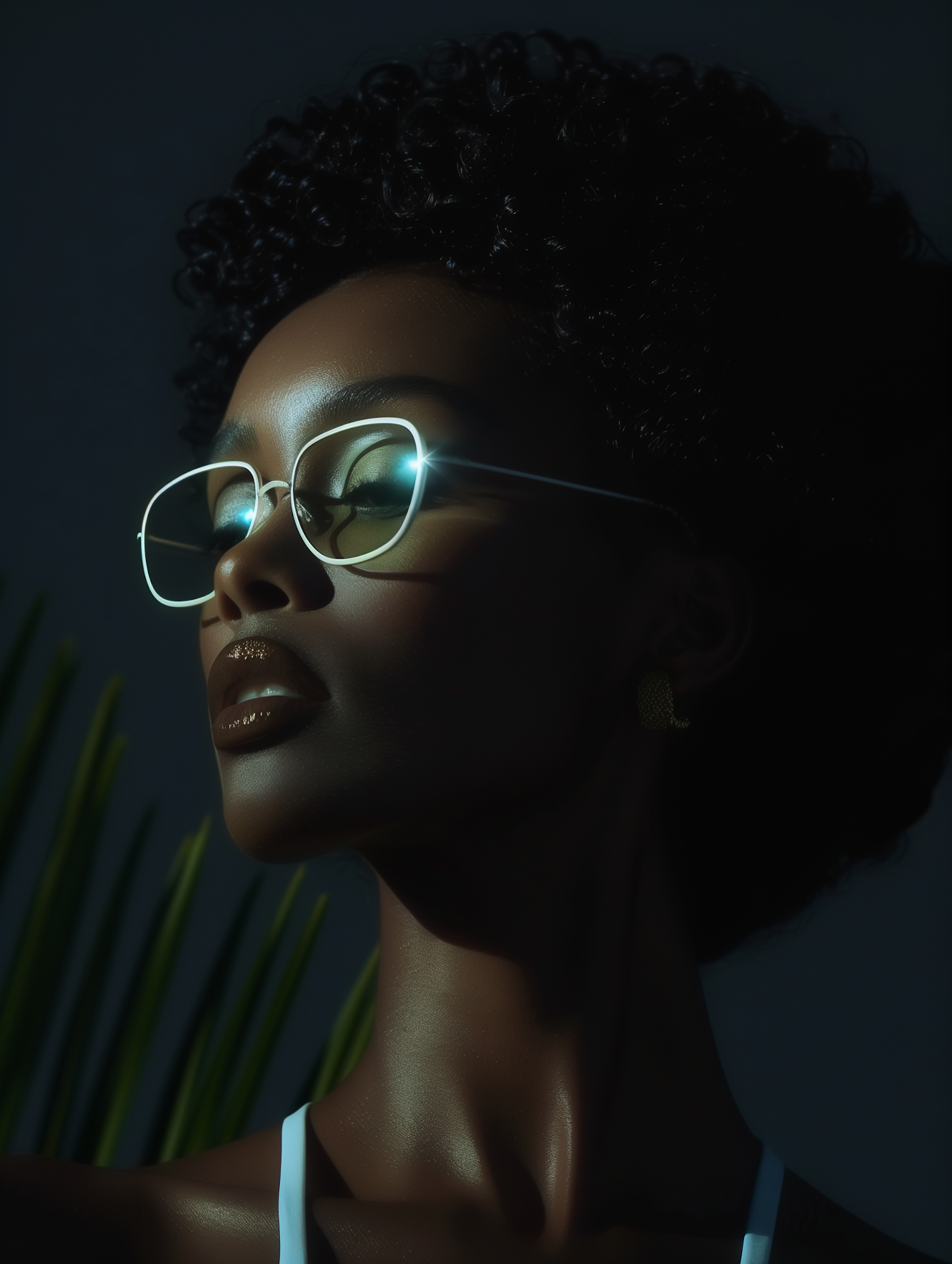 Elegant Portrait with Reflective Glasses