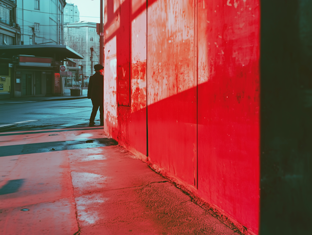 Urban Red Wall Scene