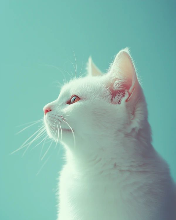 Serene White Cat Portrait