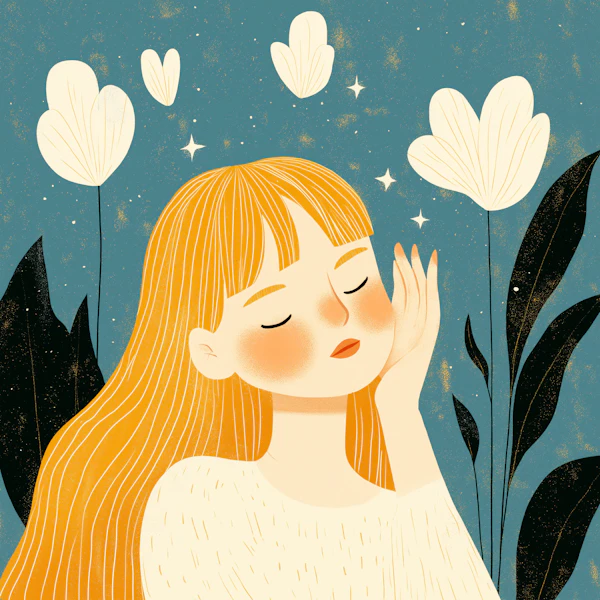Serene Woman with Flowers