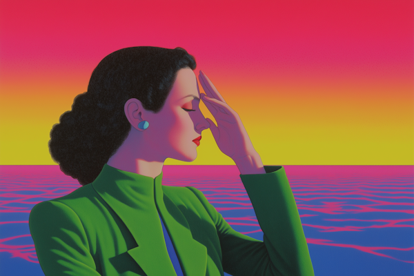 Contemplative Woman in Vibrant Background